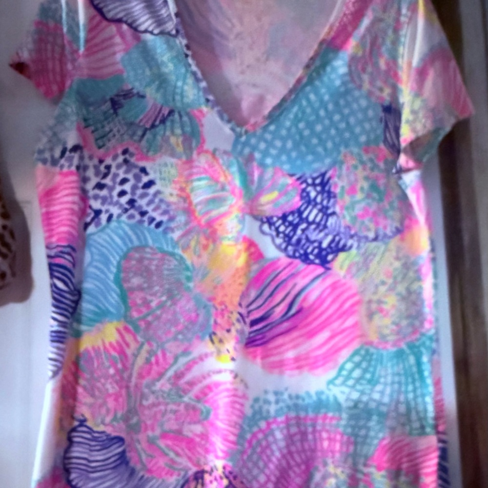 Lilly Pulitzer Multicolor Floral Short Sleeve Top